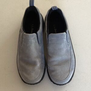 L.L. Bean Women’s Light Gray/Blue Suede Slip-On Loafers